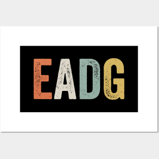 Bass Player Gift - Distressed Retro Vintage EADG 4-String Posters and Art